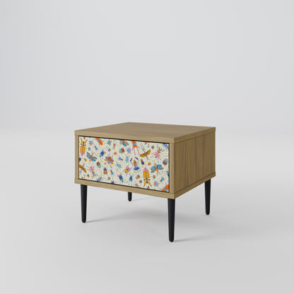 COLORFUL INSECTS Nightstand in Oak Effect