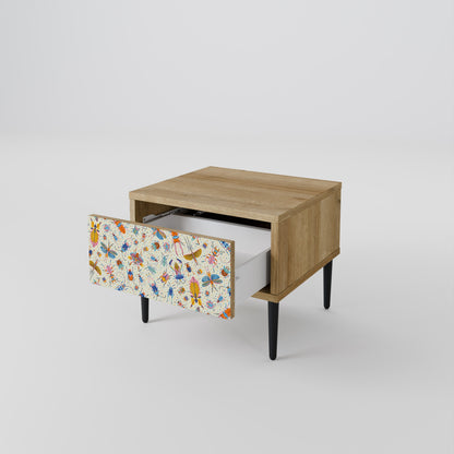 COLORFUL INSECTS Nightstand in Oak Effect