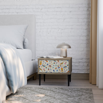 COLORFUL INSECTS Nightstand in Oak Effect