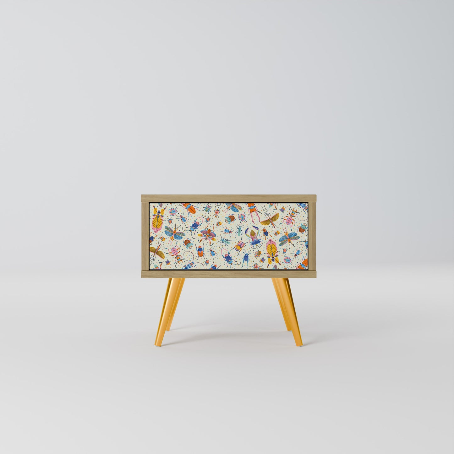 COLORFUL INSECTS Nightstand in Oak Effect