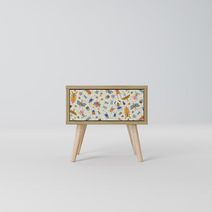 COLORFUL INSECTS Nightstand in Oak Effect