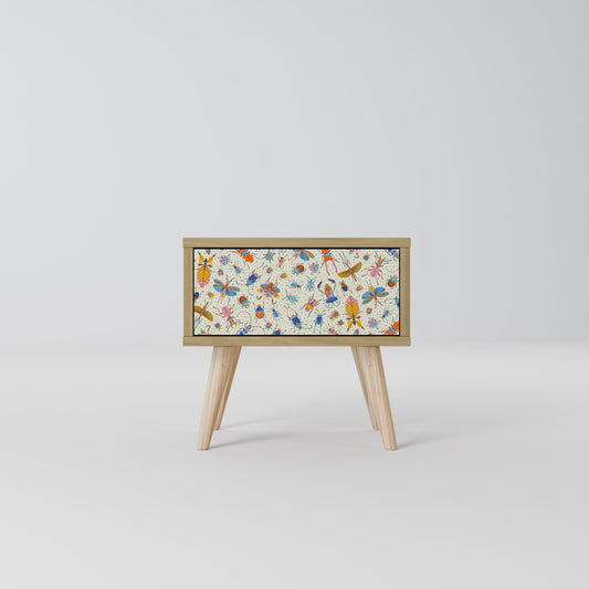 COLORFUL INSECTS Nightstand in Oak Effect
