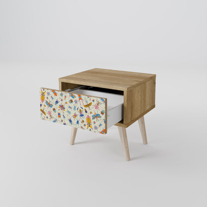 COLORFUL INSECTS Nightstand in Oak Effect