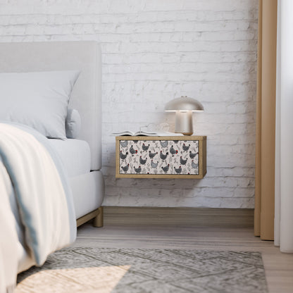 Comodino HAPPY HENS effetto rovere