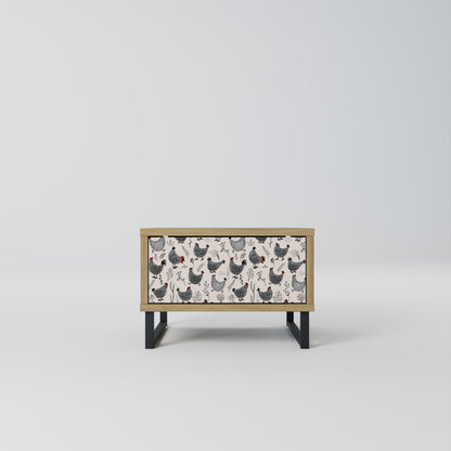 Comodino HAPPY HENS effetto rovere