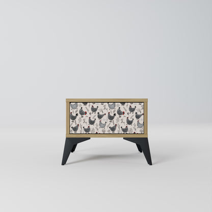 Comodino HAPPY HENS effetto rovere