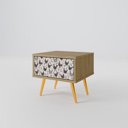 Comodino HAPPY HENS effetto rovere