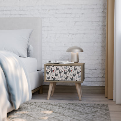 Comodino HAPPY HENS effetto rovere