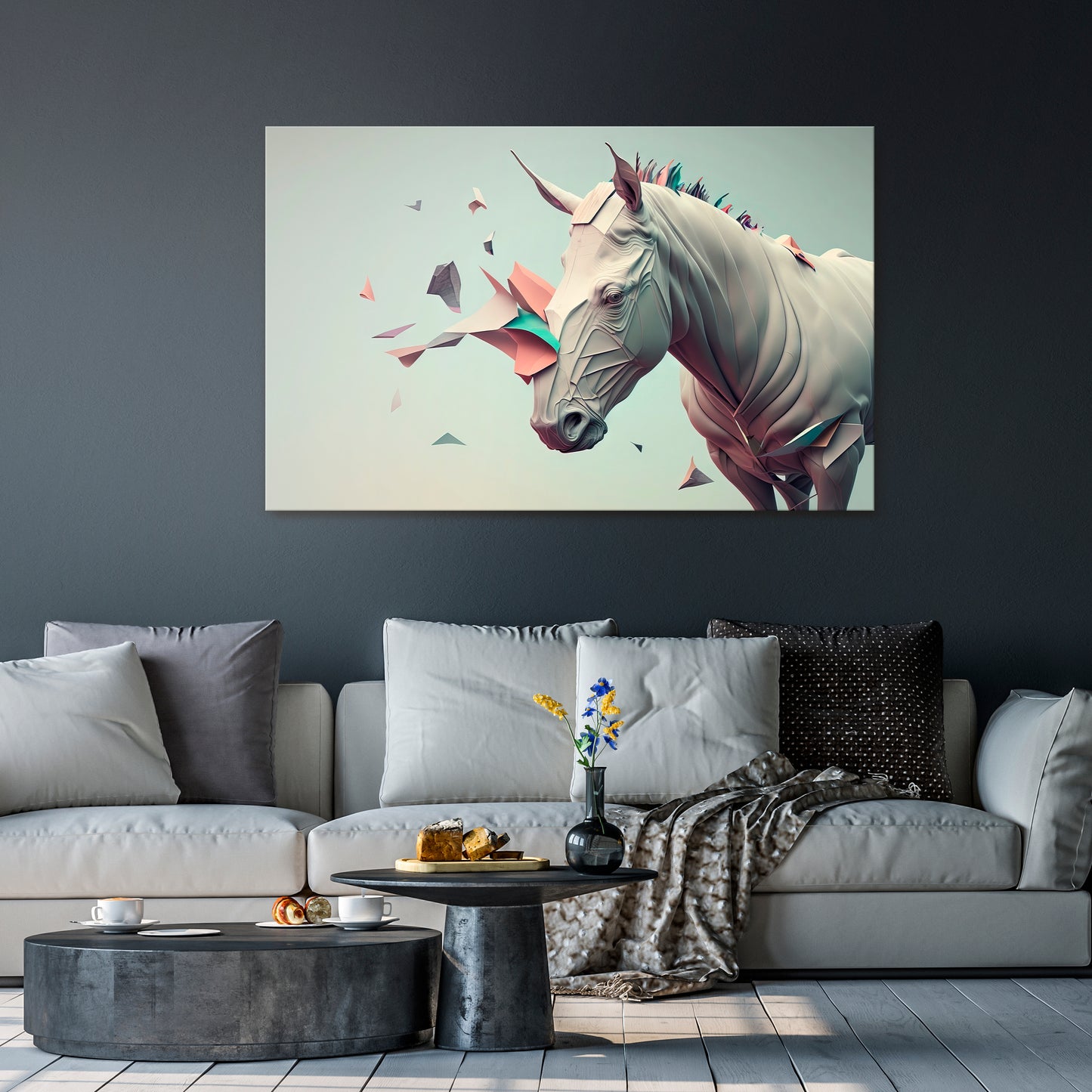 FUTURISTIC HORSE Stampa su tela orizzontale