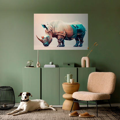 Poster orizzontale staccabile e attaccabile RINOCERONTE FUTURISTICO