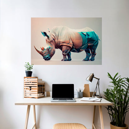 Poster orizzontale staccabile e attaccabile RINOCERONTE FUTURISTICO