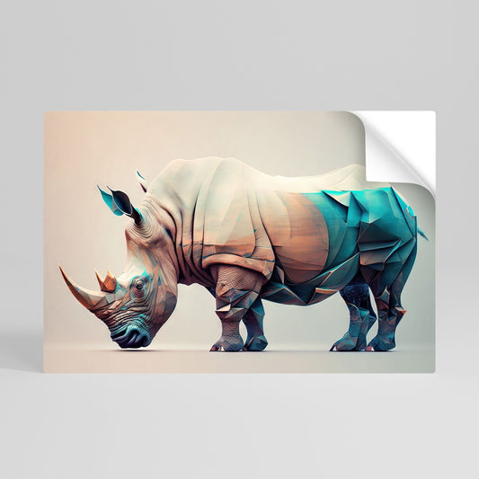 Poster orizzontale staccabile e attaccabile RINOCERONTE FUTURISTICO