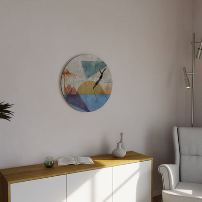 JUMP AROUND THE SHAPES Round Wall Art