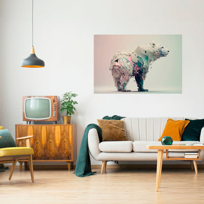Poster orizzontale staccabile e attaccabile ORSO FUTURISTICO