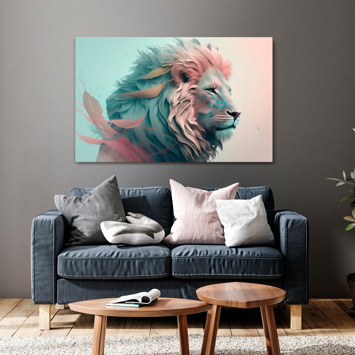 LUMINOUS LION MAJESTY Stampa su tela orizzontale
