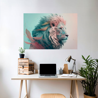 Poster orizzontale staccabile e attaccabile "LEONE LUMINOSO MAESTÀ"