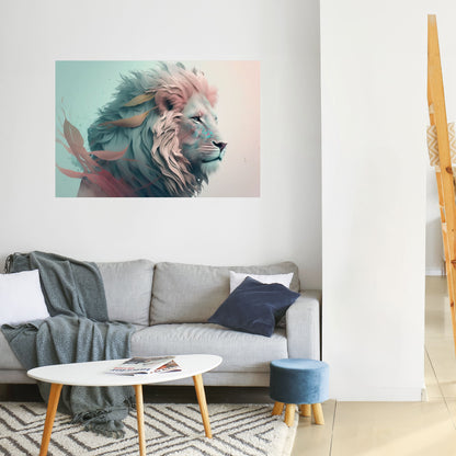 Poster orizzontale staccabile e attaccabile "LEONE LUMINOSO MAESTÀ"