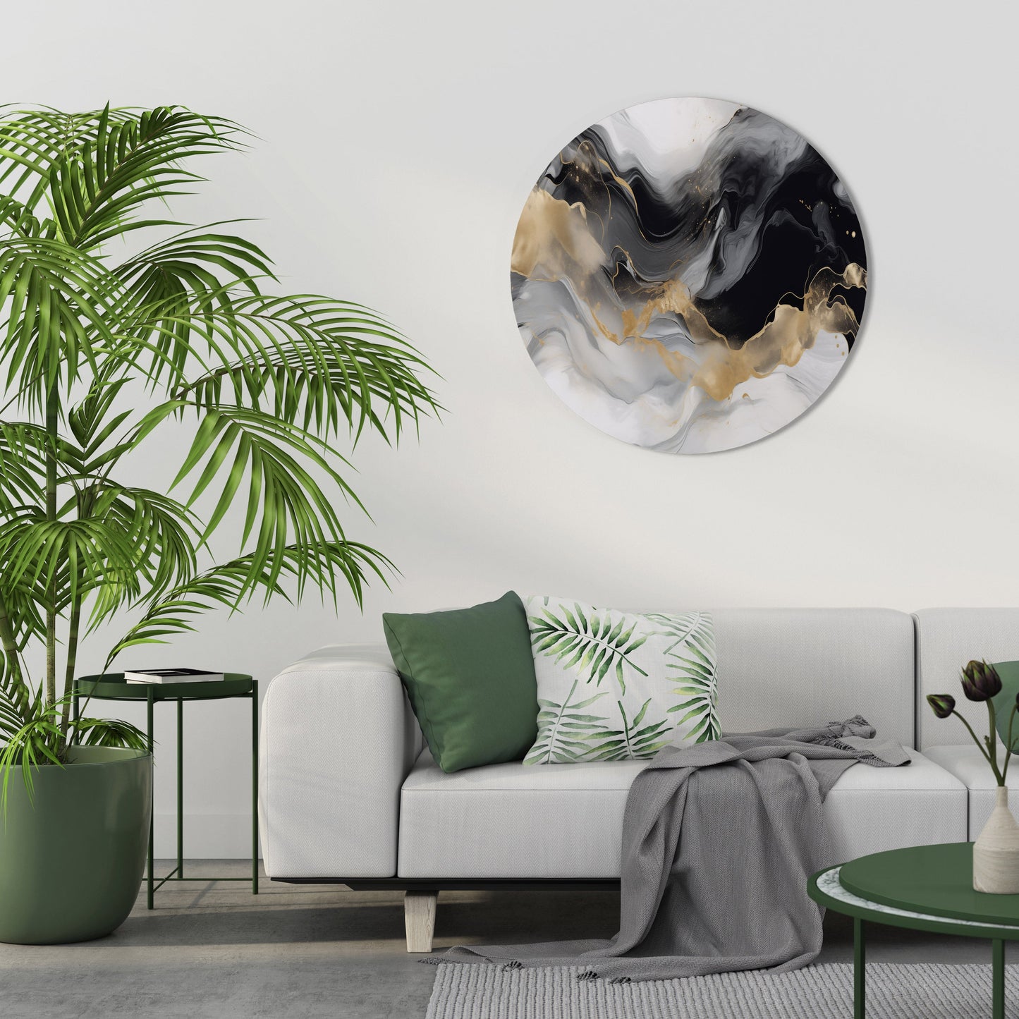 Arte murale rotonda CONFUSIONE IN BIANCO E NERO