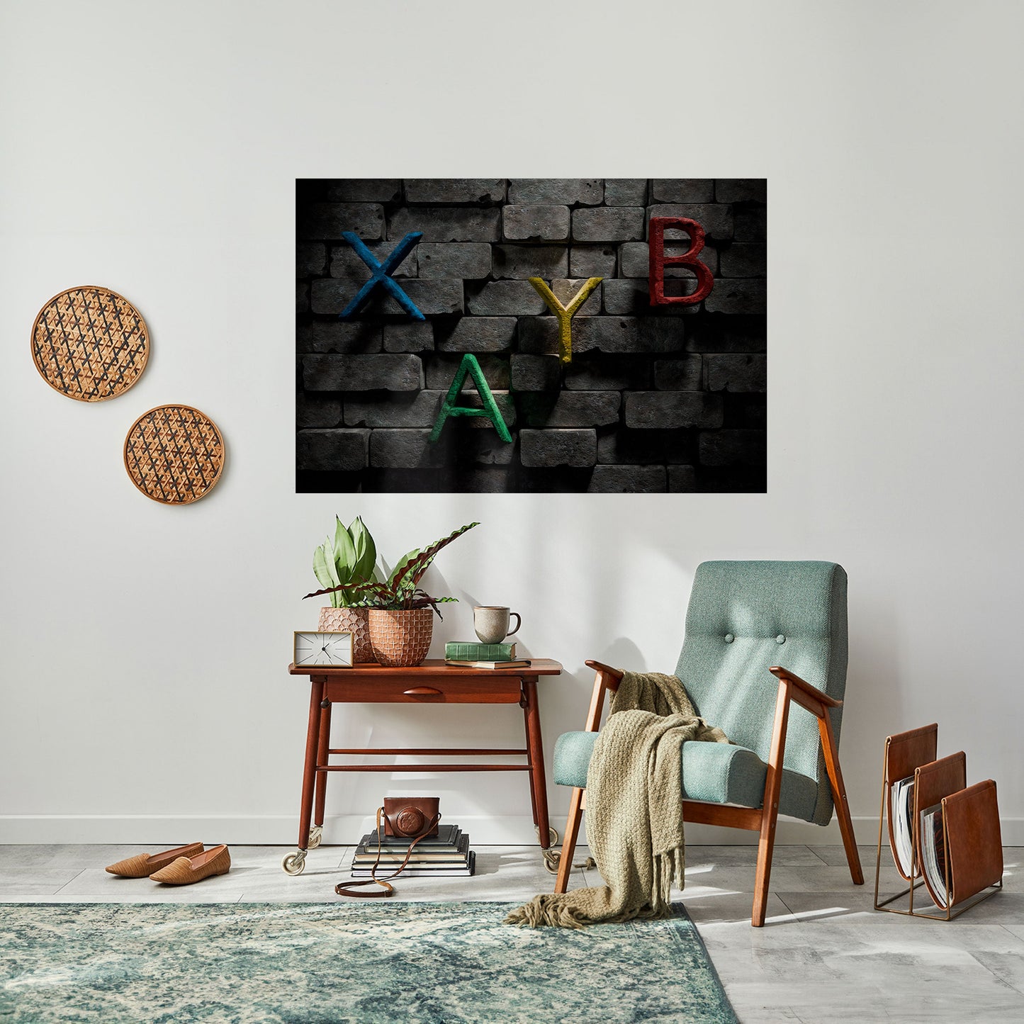 Poster orizzontale staccabile e attaccabile con lettere in mattoni da gioco