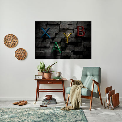 Poster orizzontale staccabile e attaccabile con lettere in mattoni da gioco