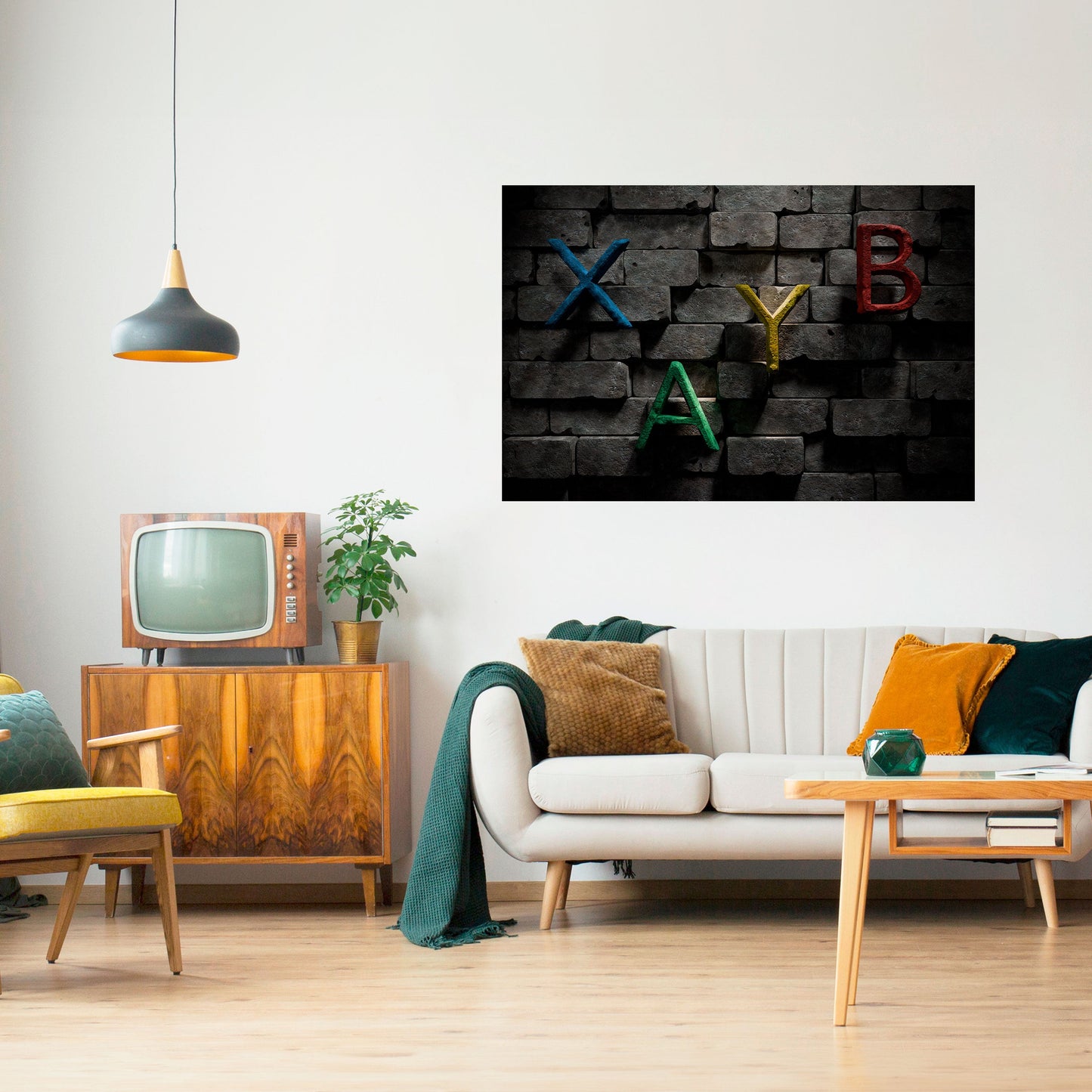 Poster orizzontale staccabile e attaccabile con lettere in mattoni da gioco