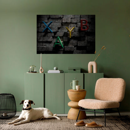 Poster orizzontale staccabile e attaccabile con lettere in mattoni da gioco
