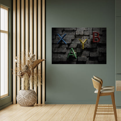 Poster orizzontale staccabile e attaccabile con lettere in mattoni da gioco