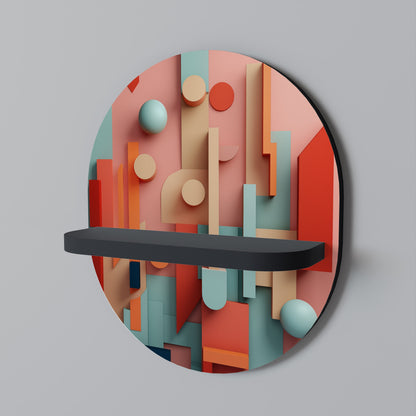 COLORBURST CONSTRUCT Oval Art Shelf In Black Finish