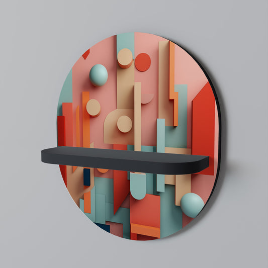 COLORBURST CONSTRUCT Oval Art Shelf In Black Finish
