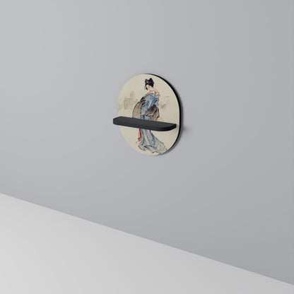 GEISHA FANTASY Oval Art Shelf In Black Finish