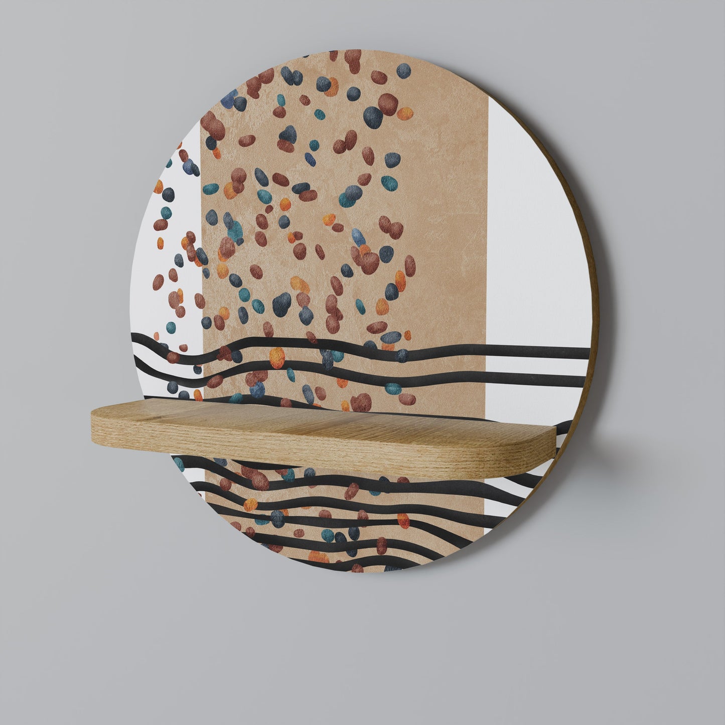 Mensola rotonda IMAGINARY RAIN in effetto rovere