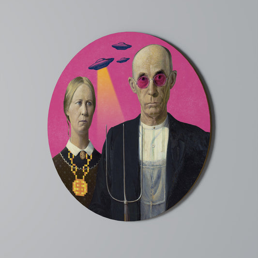 Arte murale rotonda AMERICAN GOTHIC ALIEN