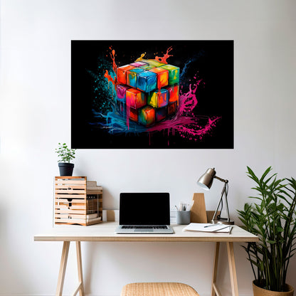 Poster orizzontale staccabile e attaccabile CUBE FUSION