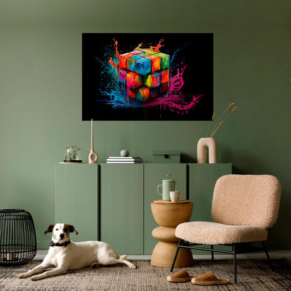 Poster orizzontale staccabile e attaccabile CUBE FUSION