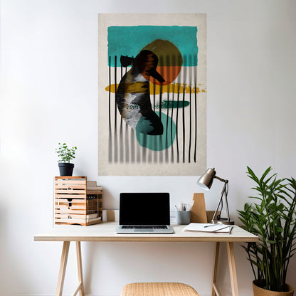 Poster verticale staccabile e attaccabile INKWELL TURQOISE