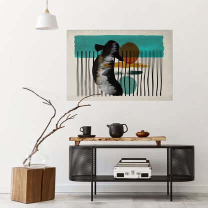 Poster orizzontale staccabile e attaccabile INKWELL TURQOISE