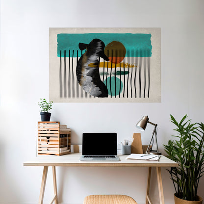Poster orizzontale staccabile e attaccabile INKWELL TURQOISE
