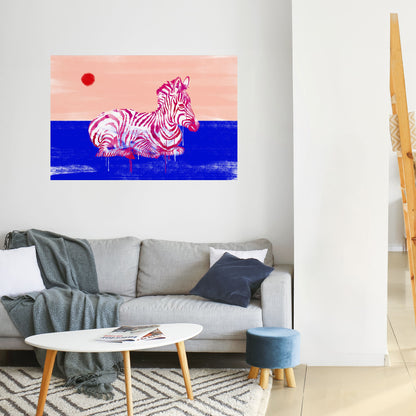 Poster orizzontale staccabile e attaccabile con fantasia zebra
