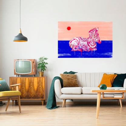 Poster orizzontale staccabile e attaccabile con fantasia zebra