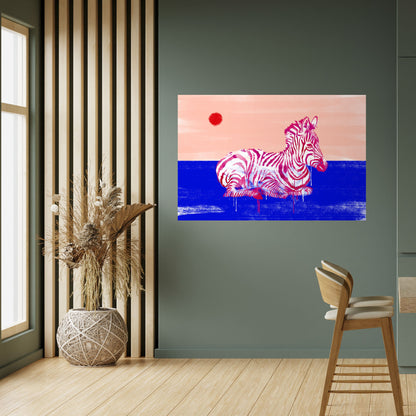 Poster orizzontale staccabile e attaccabile con fantasia zebra