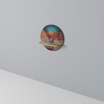 THE DEER MOUNTAIN Mensola rotonda per opere d'arte in effetto rovere