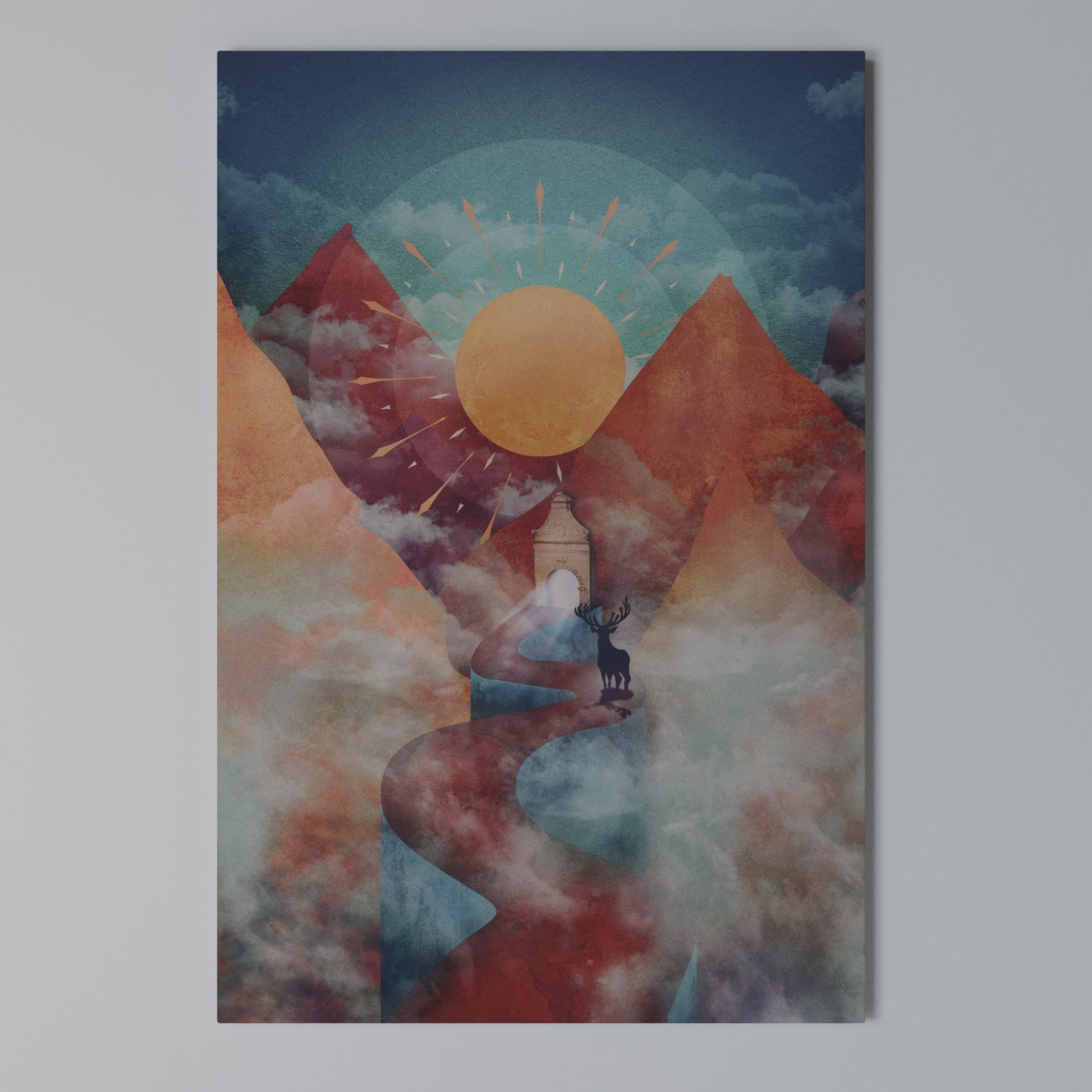 THE DEER MOUNTAIN Stampa su Tela Verticale