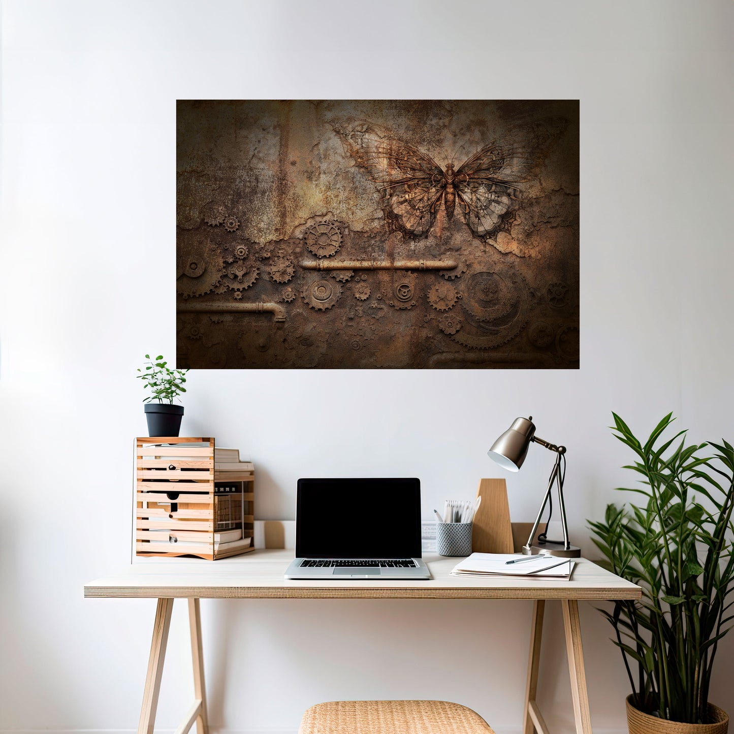 Poster orizzontale staccabile e attaccabile FARFALLA MECCANICA