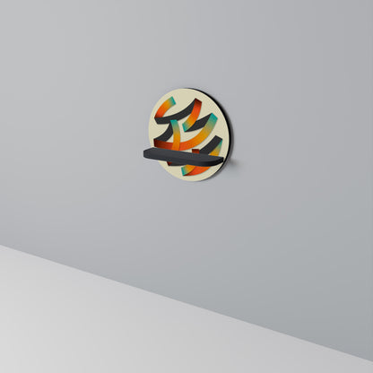 RIBBON REVERIE Round Art Shelf In Black Finish
