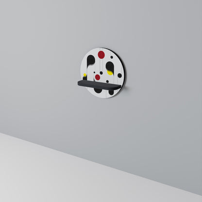 DOT-TO-DOT LULLABY Round Art Shelf In Black Finish