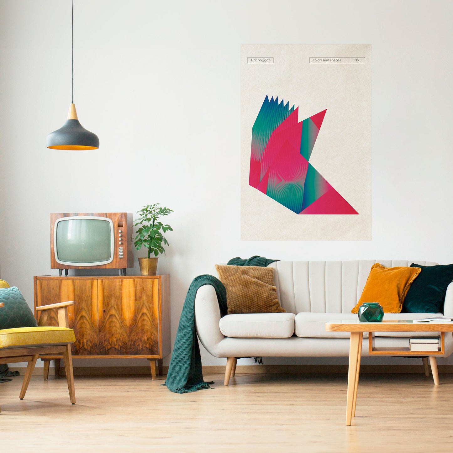 HOT POLYGON Poster verticale staccabile e attaccabile