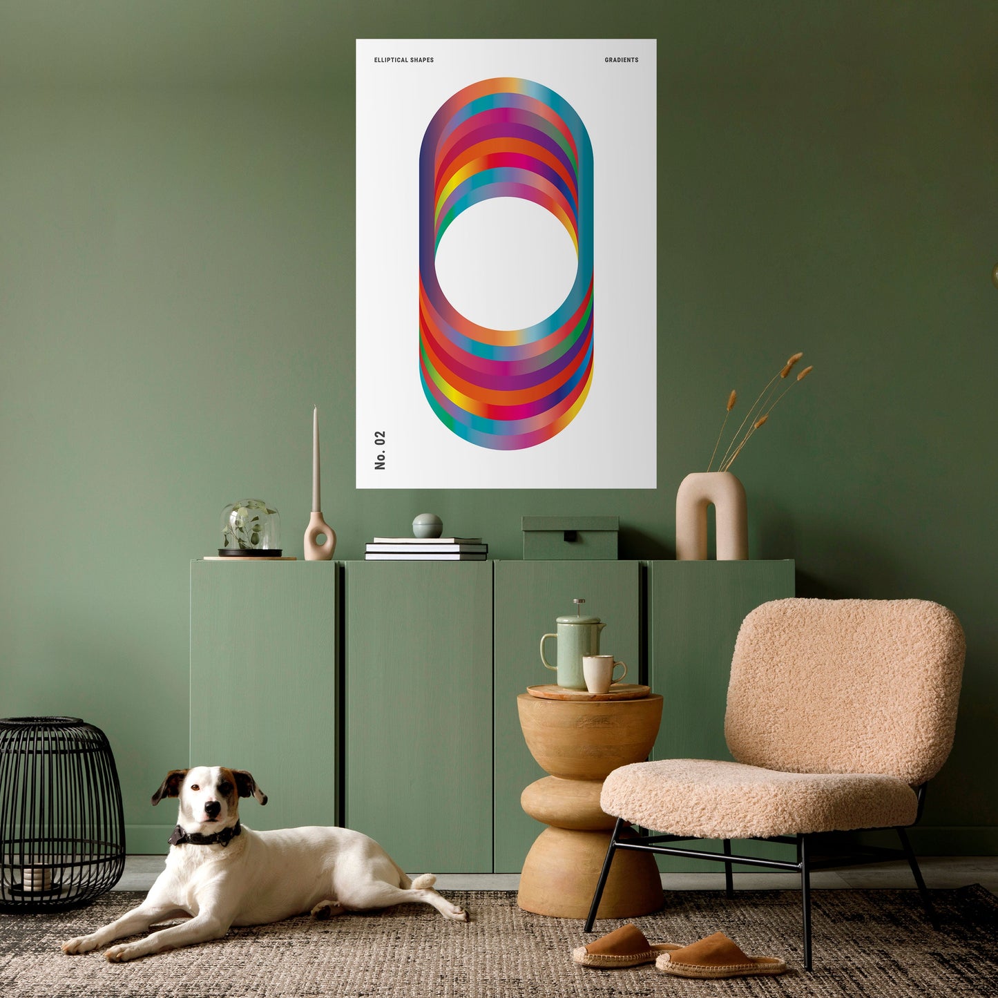 Poster verticale staccabile e attaccabile con gradienti ellittici