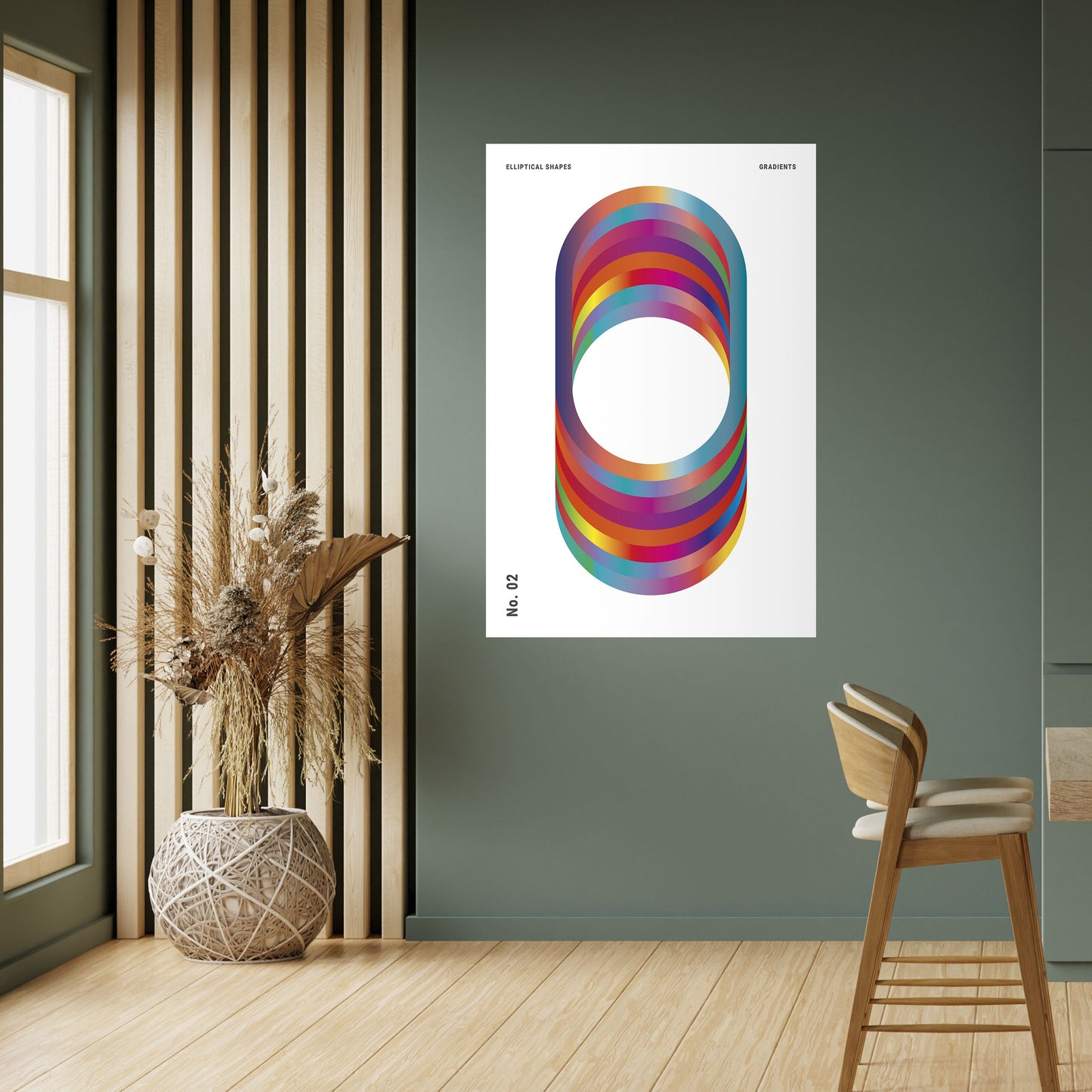 Poster verticale staccabile e attaccabile con gradienti ellittici