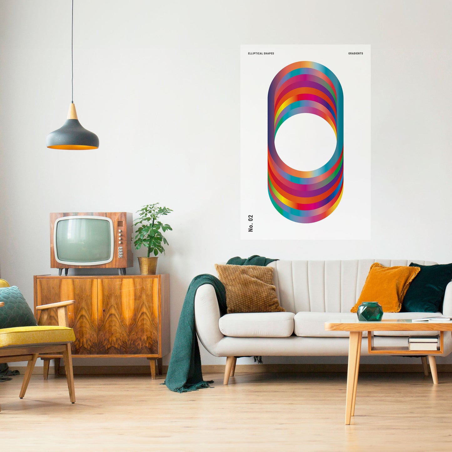 Poster verticale staccabile e attaccabile con gradienti ellittici