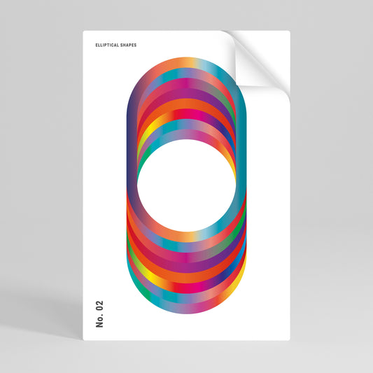 Poster verticale staccabile e attaccabile con gradienti ellittici
